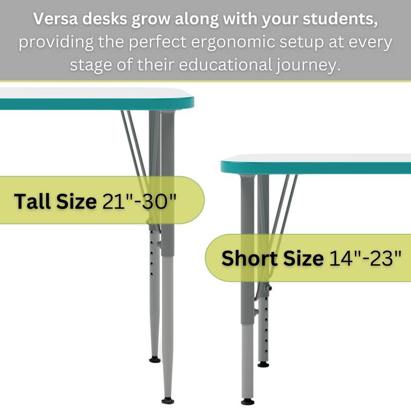 Tot Mate Versa Kids Desk Curve Shape Large Laminate Surface 38.75" x 24" Classroom Table, Write-On/Wipe-Off Dry Erase Top