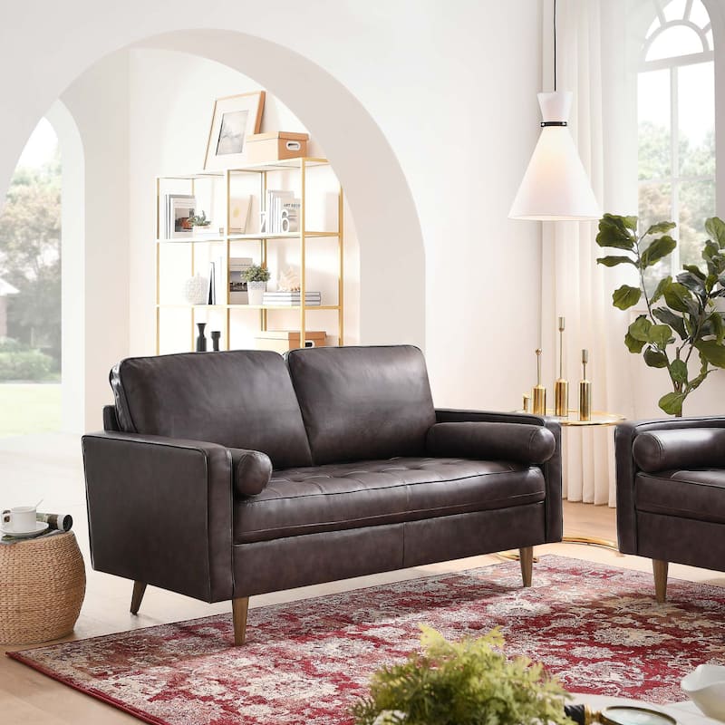 Valour Leather Loveseat - Brown
