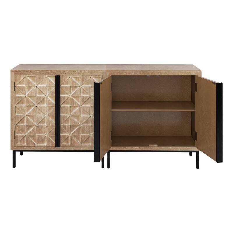 Antique brown 29 in. H Accent Cabinet with 2 Shelves and 4 Doors - 55.20" x 13.50"