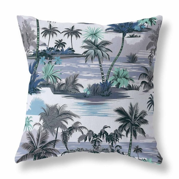 slide 2 of 5, Grey And Blue Tropical Beach Indoor/Outdoor Throw Pillow Zipper