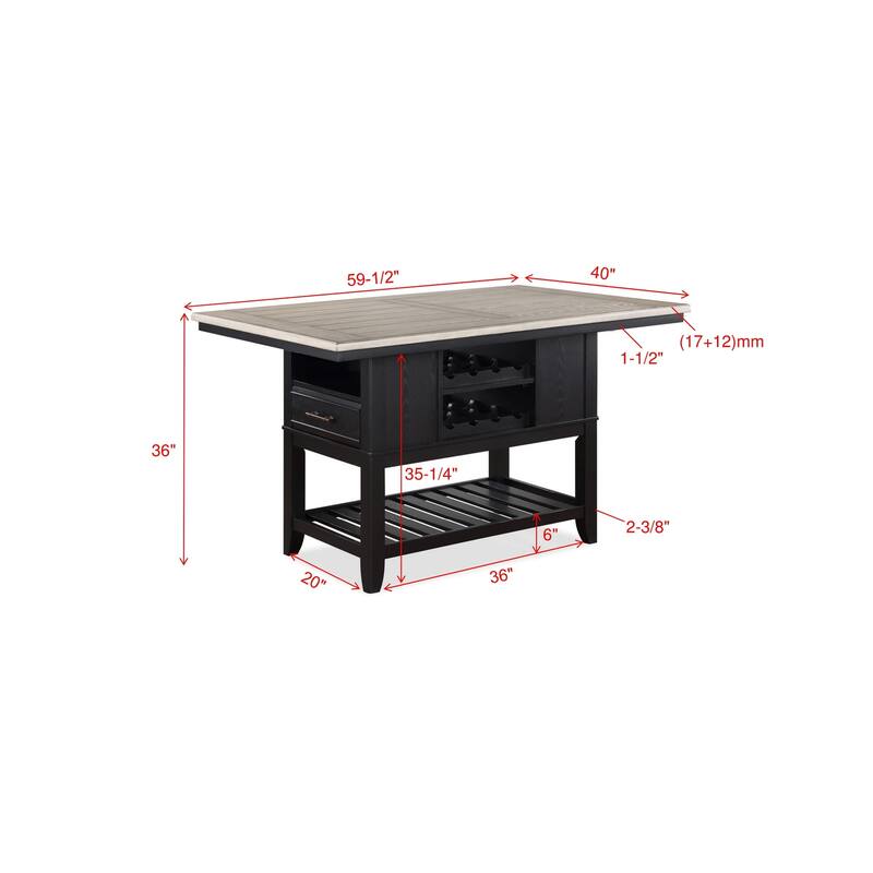 Voula Black Gray Fabric Counter Height Set
