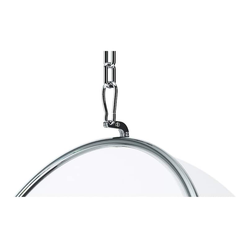 HomeRoots 47" White and Silver Acrylic and Faux Leather Oval Balloon Chair - 27.4' X '44' X '22.8