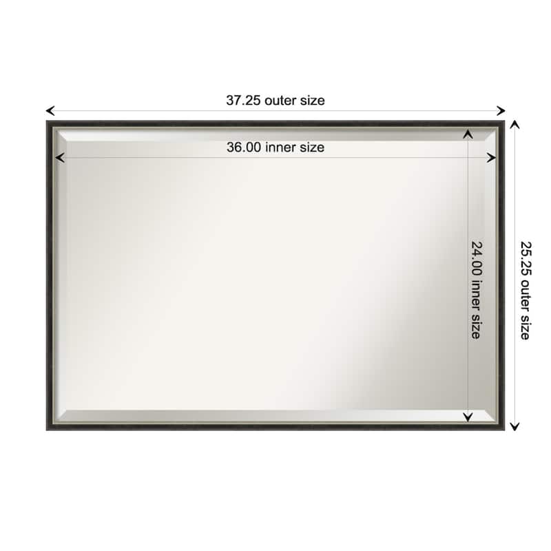 Theo Narrow Beveled Wood Framed Bathroom Vanity Wall Mirror - Theo Black Silver Narrow - Glass Size 36x24