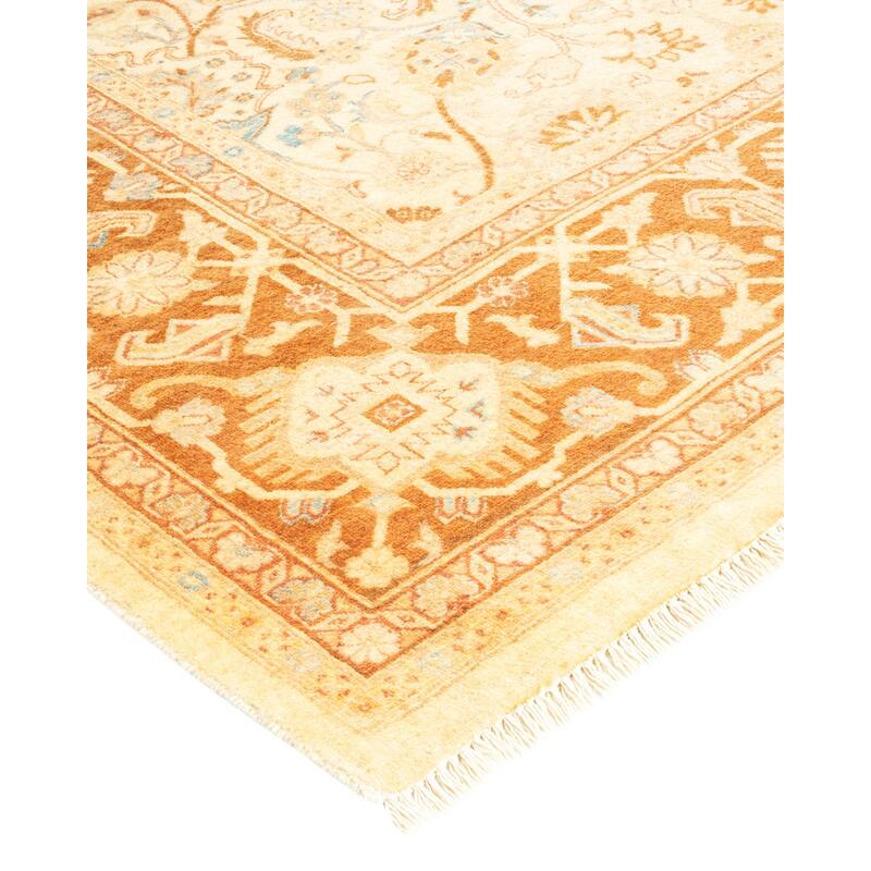 Overton Hand Knotted Wool Traditional Oriental Ivory Area Rug - 6' x 9'