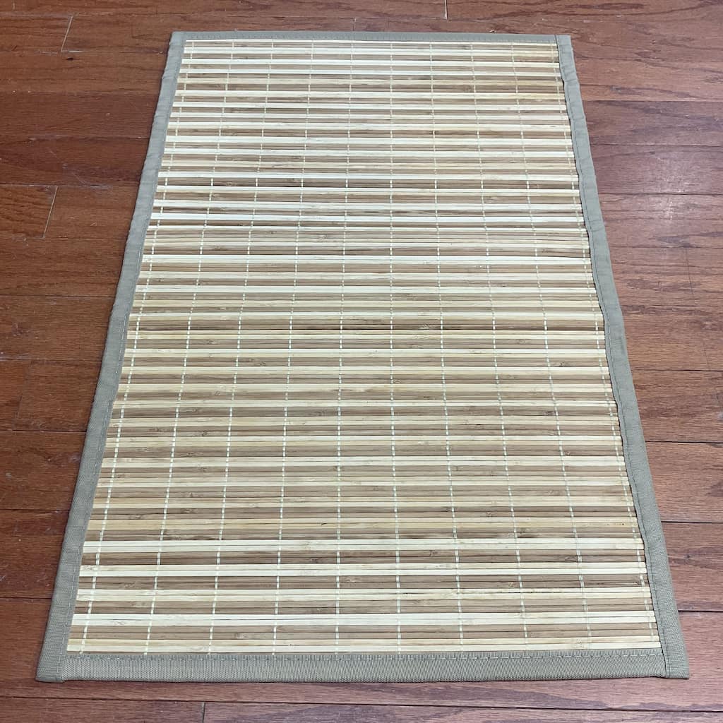 Handmade Natural and Beige Rayon from Bamboo Rug - 1'8 x 2'7