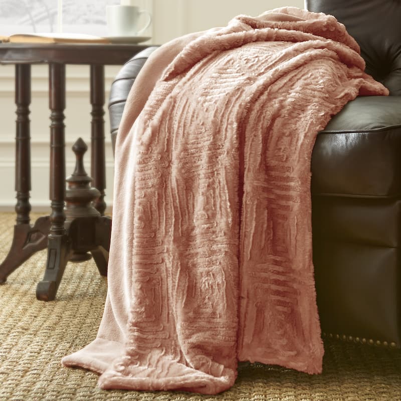 Modern Threads Plush and Cozy Faux Fur Throw - Rose