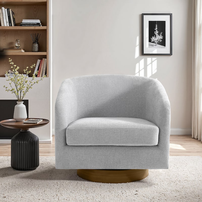 2 Set Modern Wide Round Swivel Accent Barrel Chairs