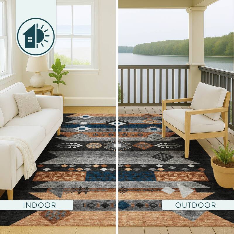 Machine Washable Indoor/ Outdoor Global Tuca Chantille Rug