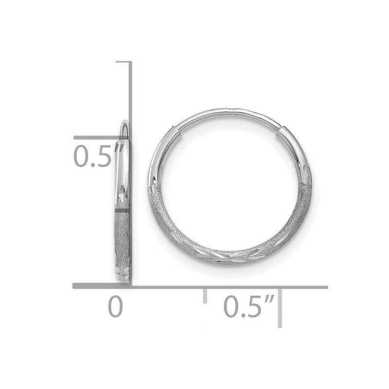 Curata 14k White Gold Sparkle Cut Endless Hoop Earrings - 12x12mm