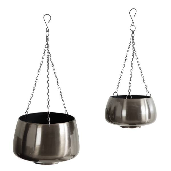 slide 14 of 17, Kate and Laurel Marquez Hanging Planter Set - 2 Piece Pewter