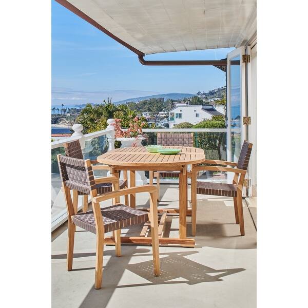 January Oval Teak Teak Outdoor Dining Table with Double Extensions ...