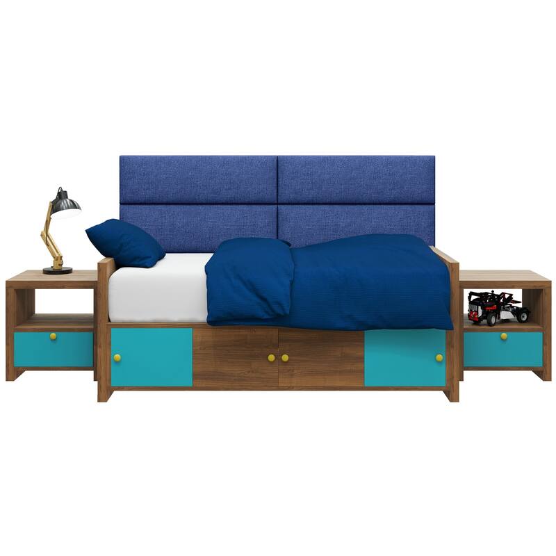 Jaxx Panelist Modern Padded Headboard - Set of 4 Fun Color Panels for Kids - Soft Suede - Royal Blue - King