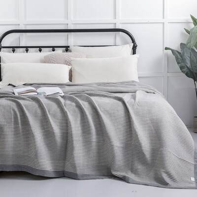 NTBAY Super Soft Hypoallergenic Stripe & Dot & Wave Pattern 3-layer Muslin Natural Cotton Bed Blankets-Twin & Queen & King Size