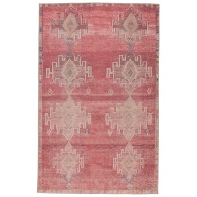 Evadne Machine Washable Medallion Pink/ Blue Area Rug