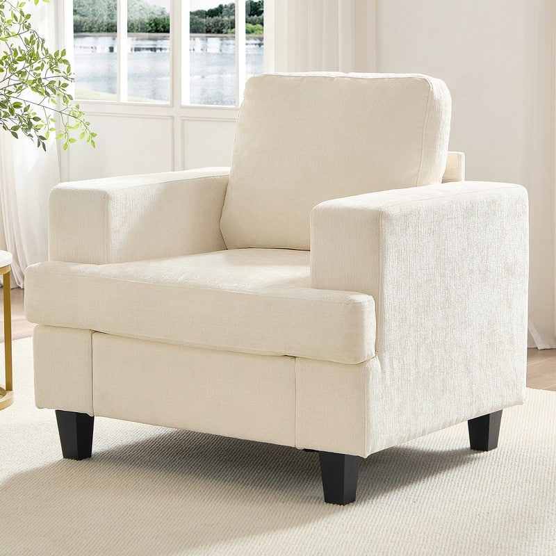 Mixoy W35" Chenille Fabric Armchair Sofa,Cloud Sleeper Comfy Upholstered Sectional Sofa Chair