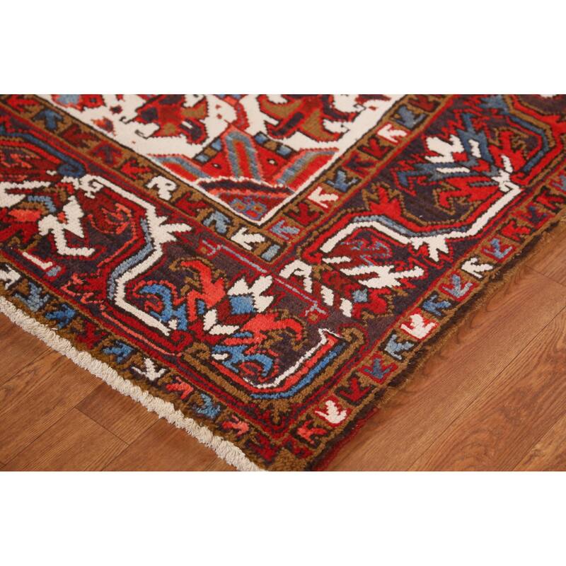 Hand Knotted Oriental 100% Wool Carpet Traditional Medallion Red Heriz Area Rug - 10' 4'' X 7' 6''