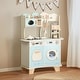 preview thumbnail 7 of 5, Wooden Play Kitchen with Coffee Maker, Toy Washing Machine, Oven, Microwave & Cooking Set Accessories