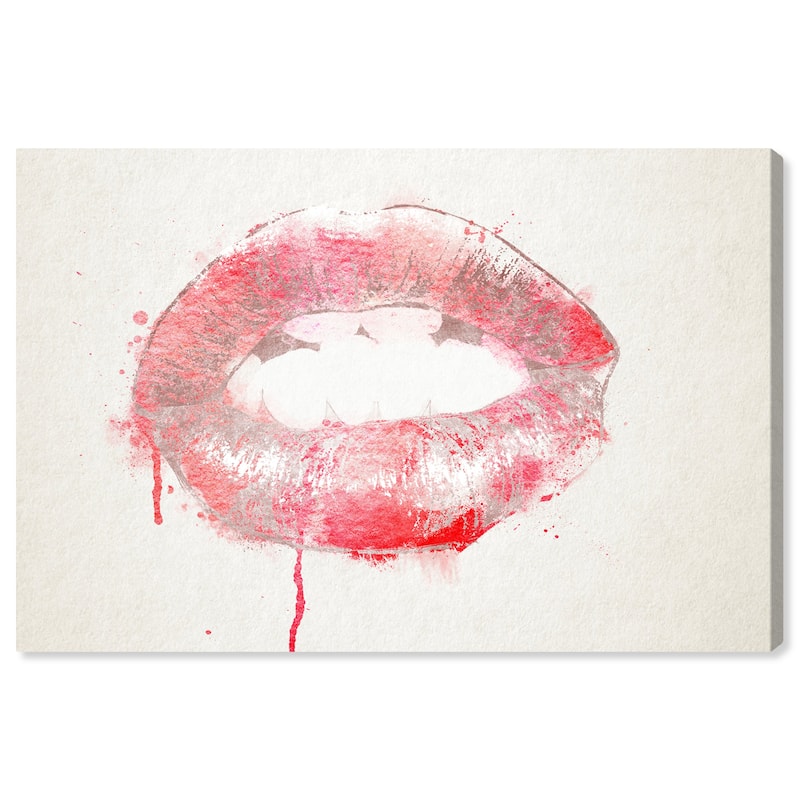 Wynwood Studio Fashion and Glam Bite My Lips Red and Glam Wall Art Canvas Print