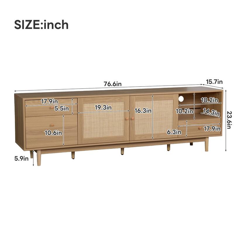 76 in with Open Storage TV Stand for TVs up to 85 in - n/a