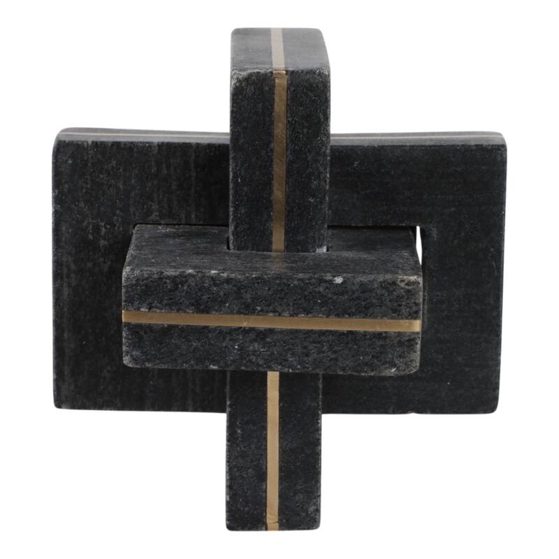 Stone Metal Decorative Object Interlocking Modern Geometric Structure