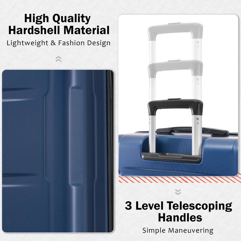 2-Piece 20/24 Inch, Modern Luggage Sets, Expandable Lightweight Luggage with TSA Lock, for Boarding Travel, Blue