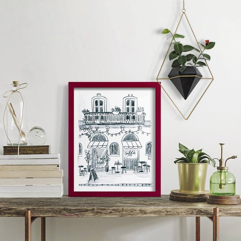 Italian Street Sketch II -Framed Print w/glass-Cherry Red
