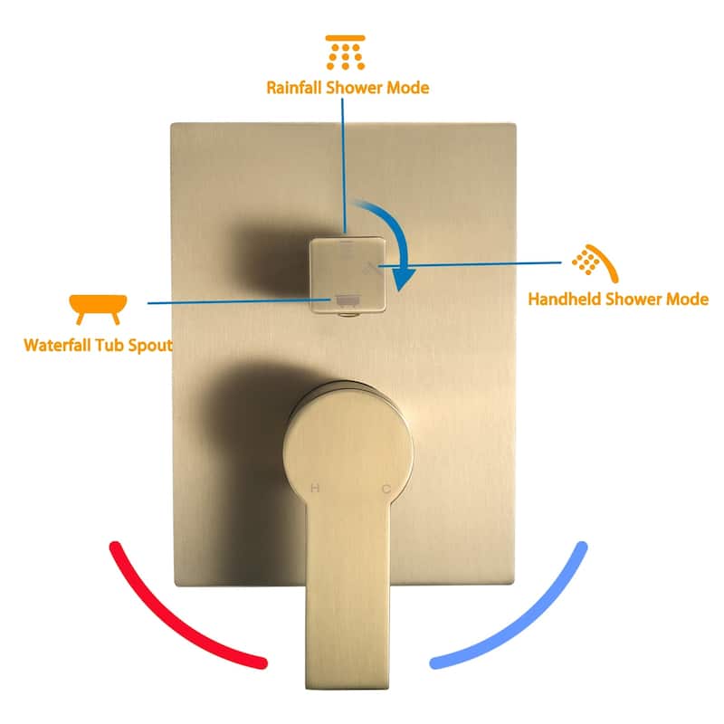 Topcraft Wall Mounted Rain Shower System with Handheld Showerhead