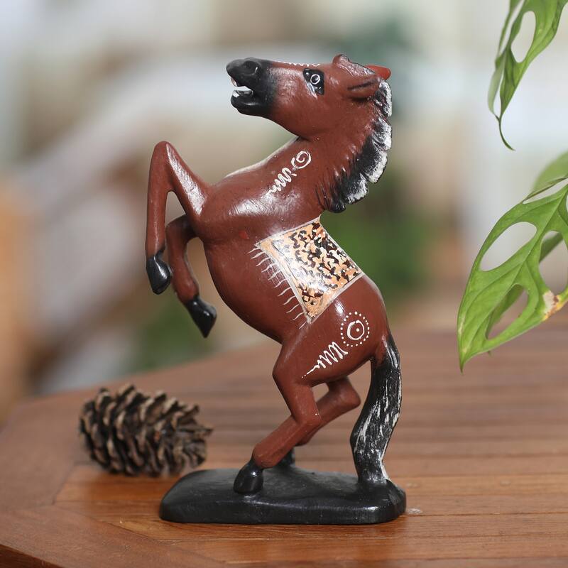 Novica Handmade Triumphal Gallop Wood Sculpture