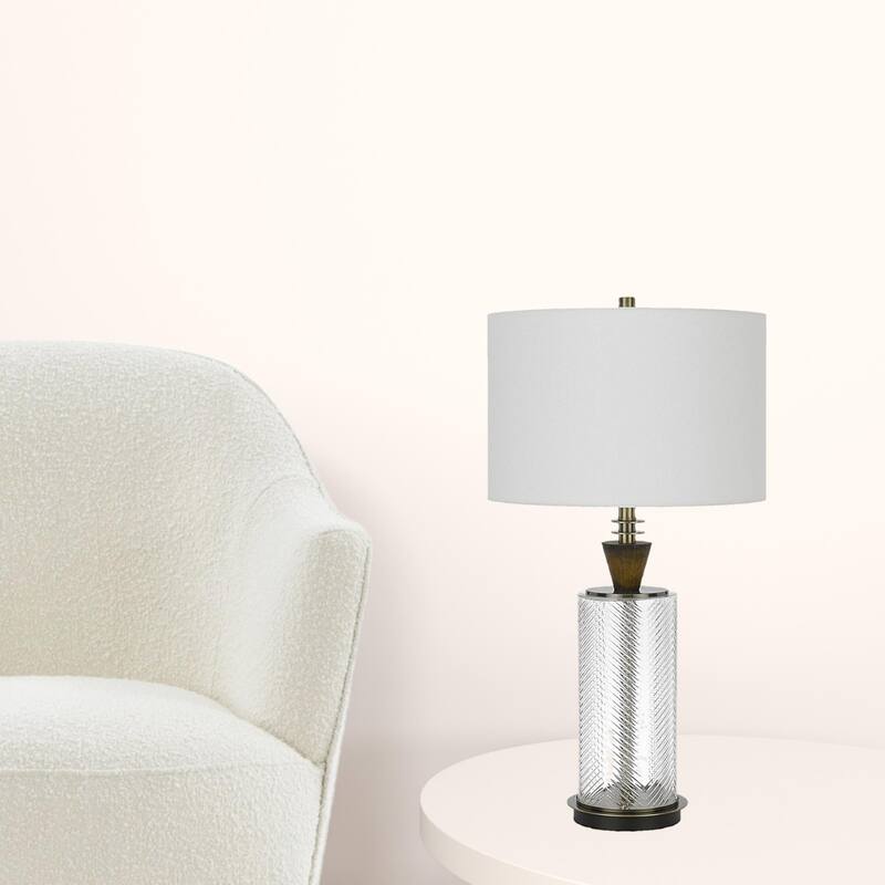Black Metal Table Lamp with White Empire Shade and 3 Way Socket Switch - 16” x 16” x 30.25” (D x W x H)