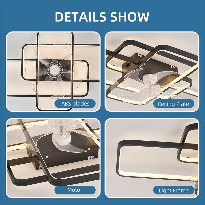 41" Ceiling Fan with Lights Remote Control Dimmable LED, 6 Gear Wind Speed