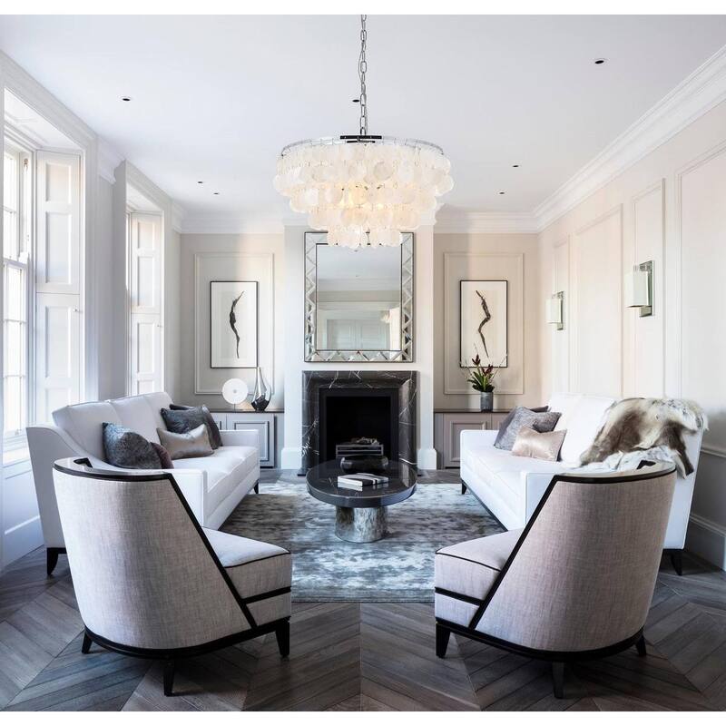 Selene 4-light Brass Ceiling Pendant Chandelier - Chrome and White