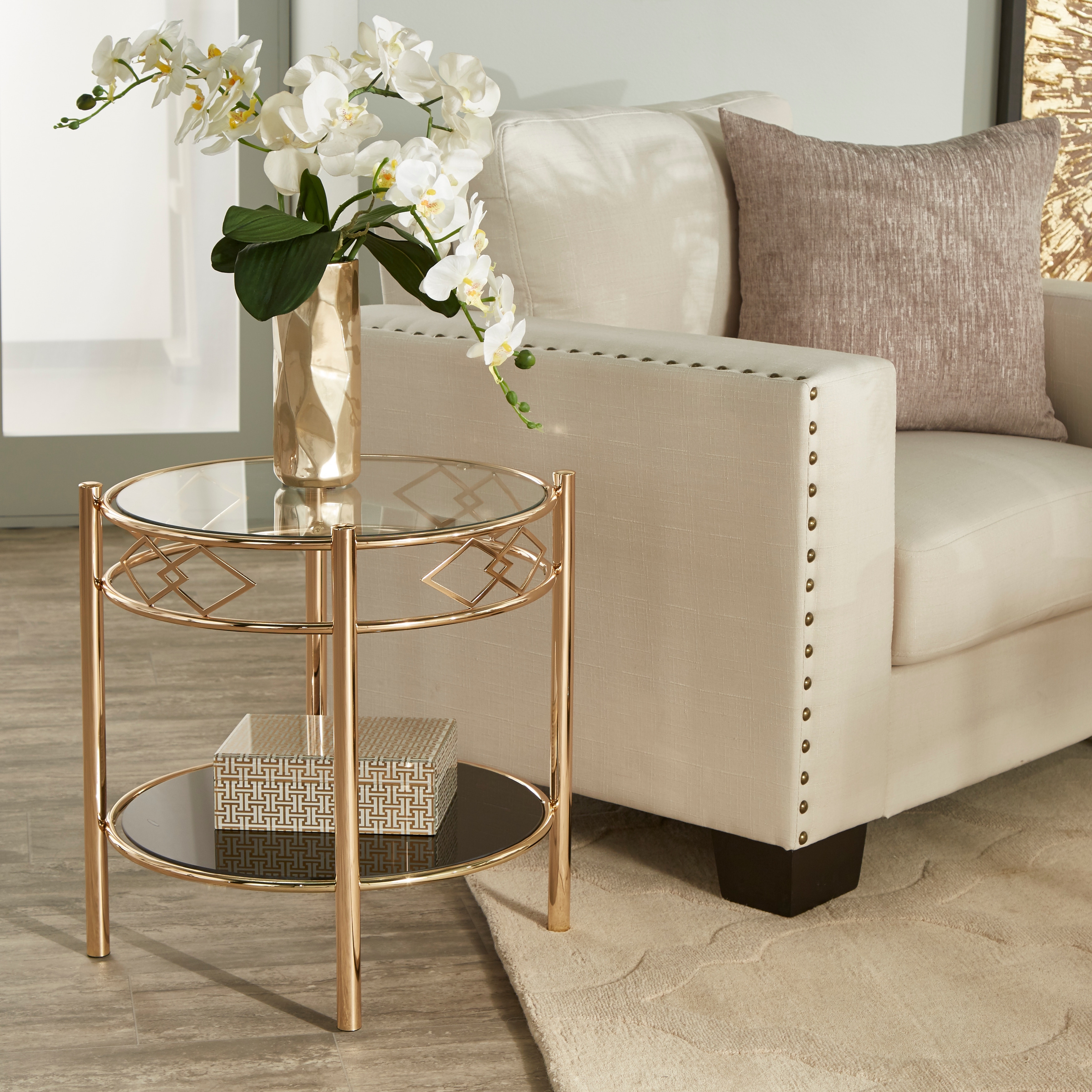 Rose gold shop metal side table