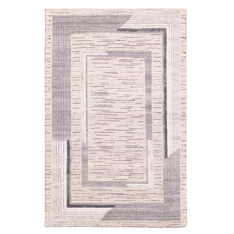 ECARPETGALLERY Hand-knotted Tangier Light Khaki Wool Rug - 5'1 x 7'11