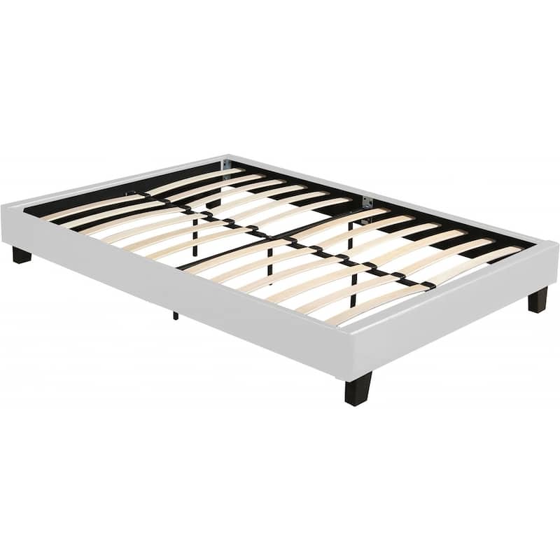 HomeRoots White Faux Leather King Bed Frame