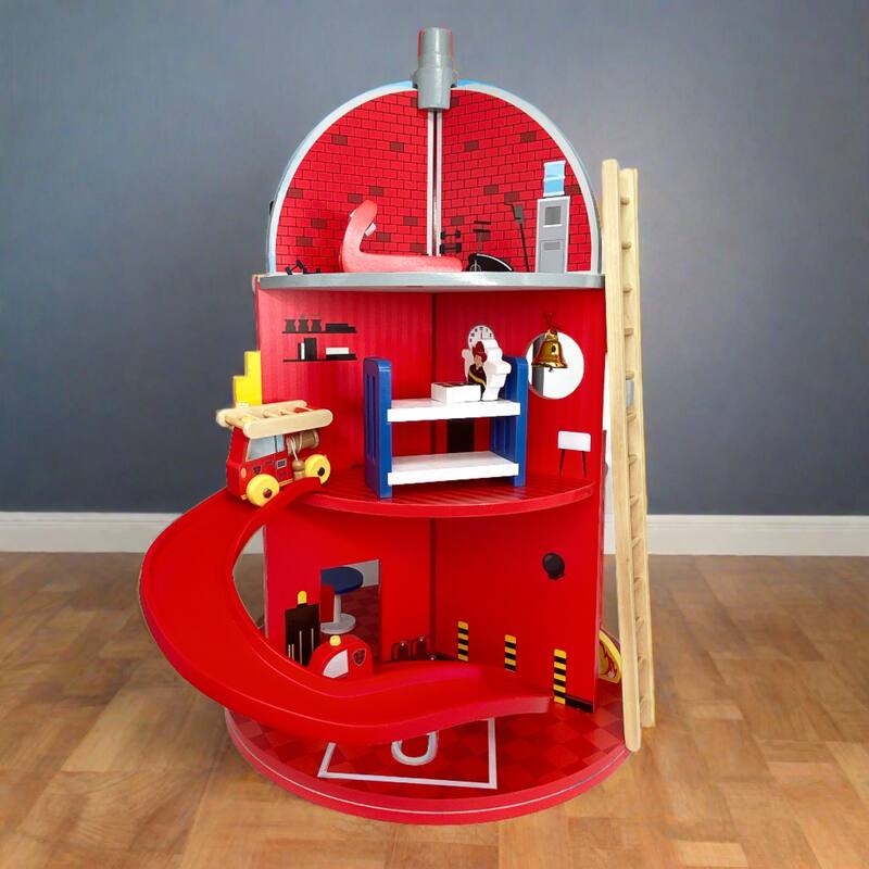 Teamson Kids 3-Story Fire Station Playset with 25 Figurines and Furnishings