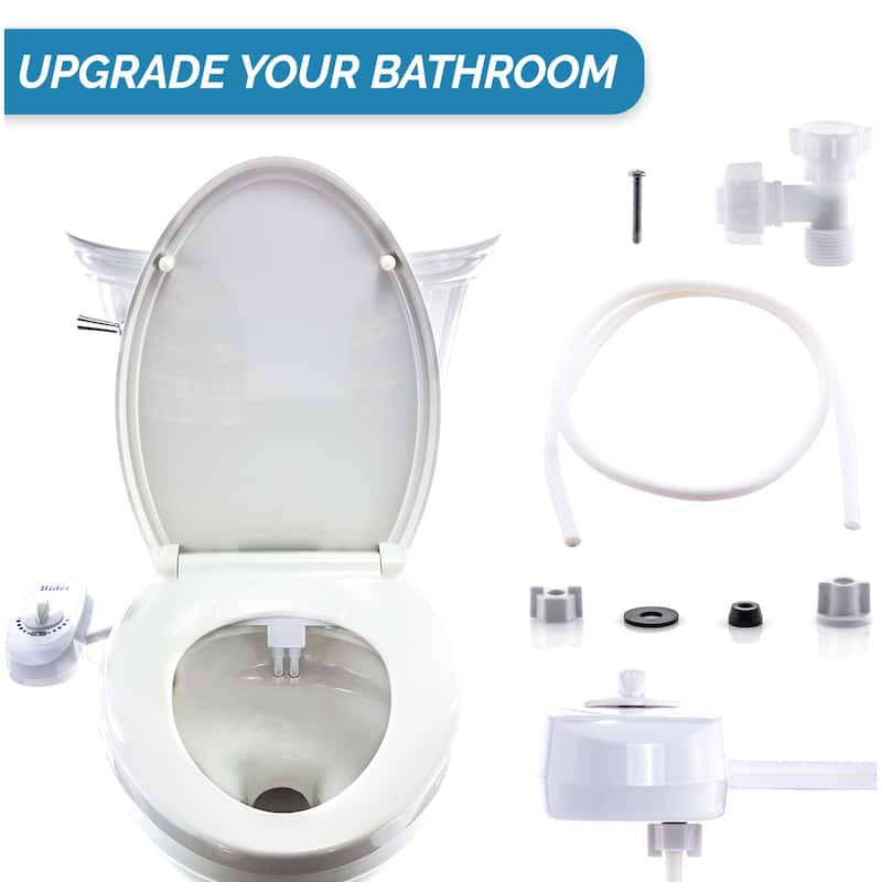 Bidet - Double Nozzle - Non-Electric Toilet Attachment - Self Cleaning