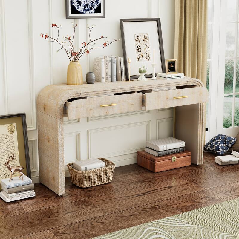 Unique Tea & Coffee Table Natural Wood Wash Side Table Entryway Table