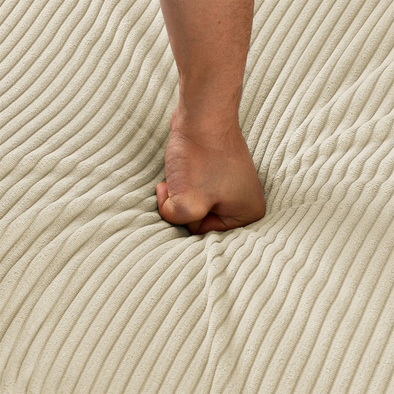 4 Seater Storage Lounge Couch Corduroy L-shaped Sectional Sofa with Ottoman, Phone Stand and Cup Holders for Living Room