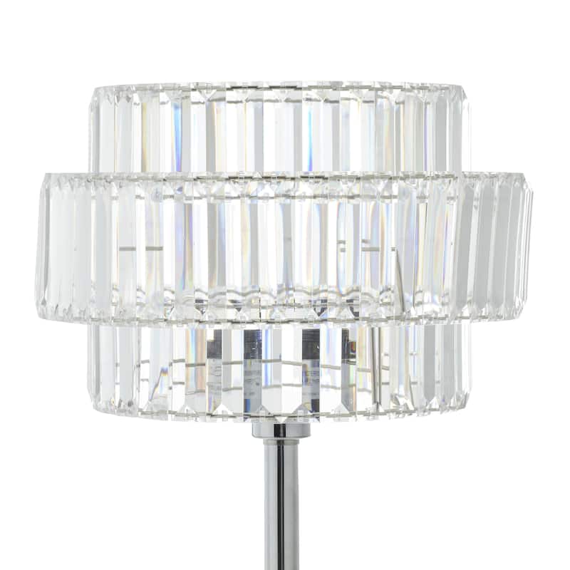 Metal Room Table Lamp with Crystal Embellishments - Set of 2 Silver - Roche River Decor