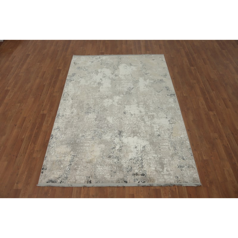 Machine Made Oriental Polyester Carpet Modern Abstract Beige & Ivories Abstract Area Rug - 7' 5'' X 5' 2''