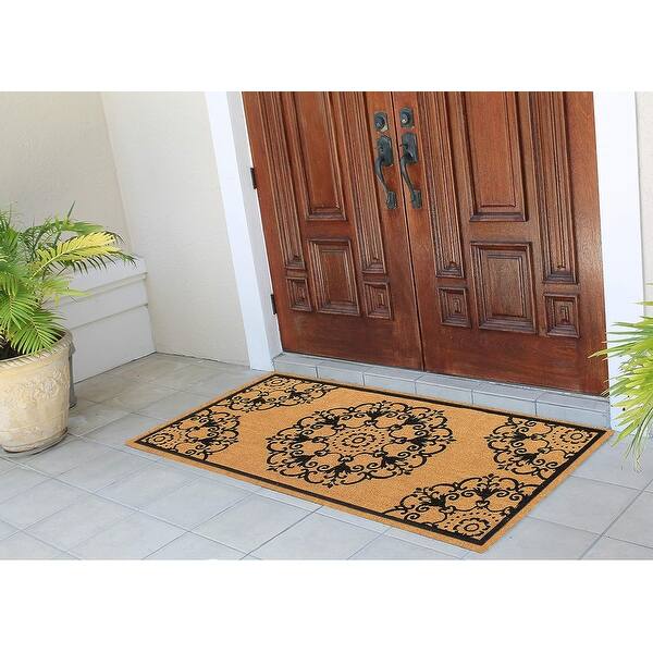 A1HC Natural Coir Flock Door Mat for Front Door, 36x72, Anti-Shed Treated Durable Double Door Entrance Doormat