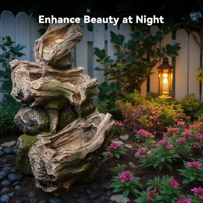 Polyresin Outdoor Rainforest Waterfall Fountain Weather Resistant with LED Lights