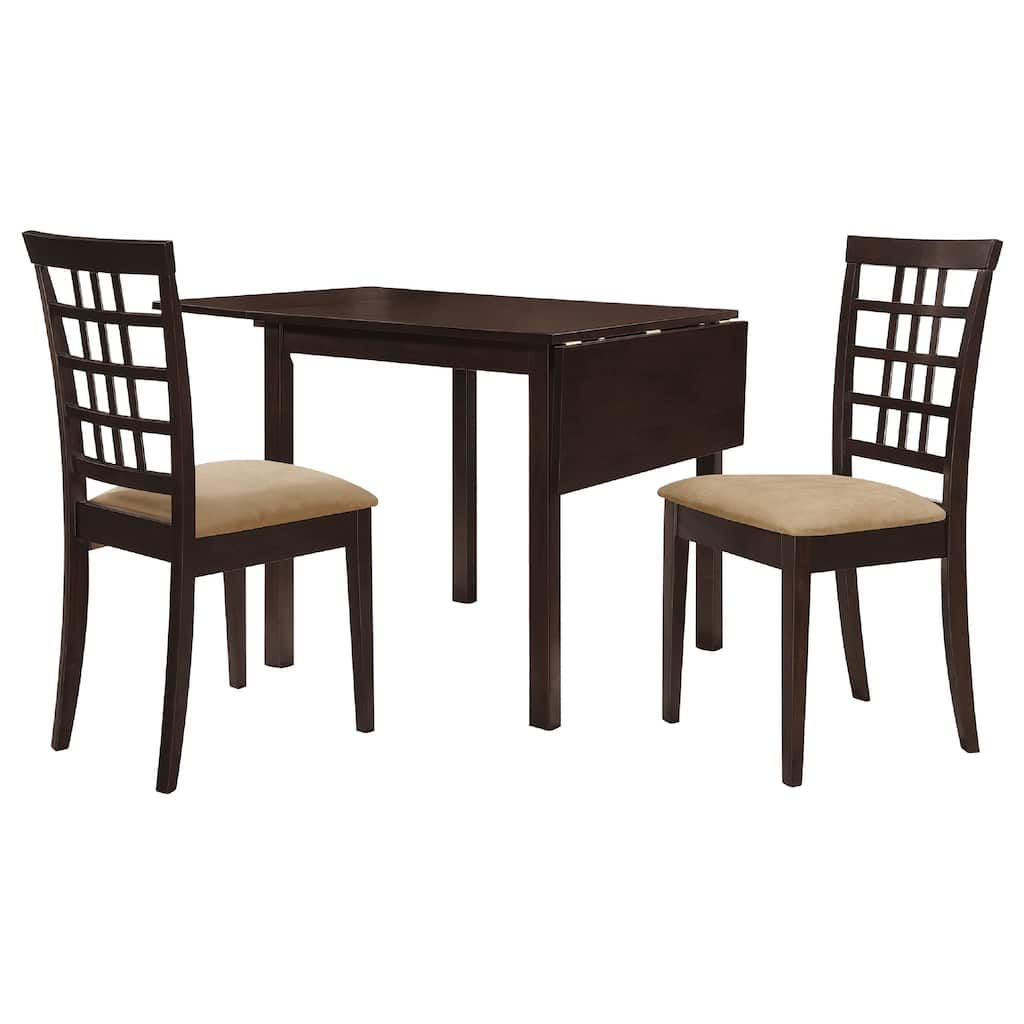 Elso 4pc Dining Set, Table w Drop Leaf, Brown, 3 Lattice Style Chair