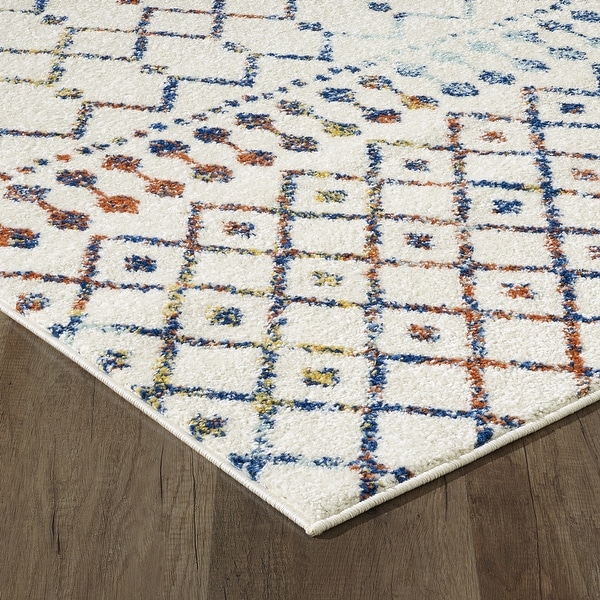 Totti Grid Cream Multicolor 10x12 Geometric Rug 10 X 12