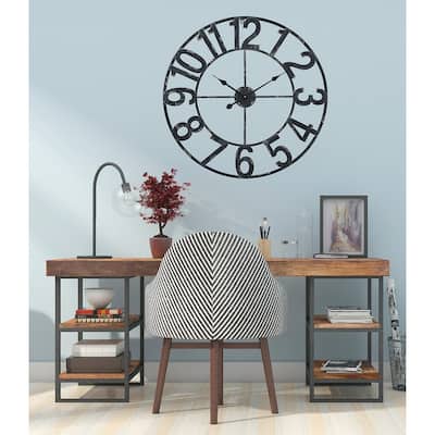 Utopia Alley Manhattan Industrial Wall Clock - Large Wall Clock, Iron Wall Decor, Metal Wall Clock Black, 30" & 43.5"