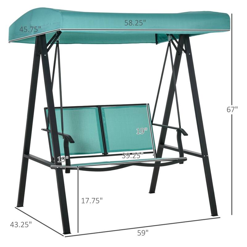 Outsunny Patio Swings w/Canopy,Outdoor Canopy Swing w/Adjustable Shade