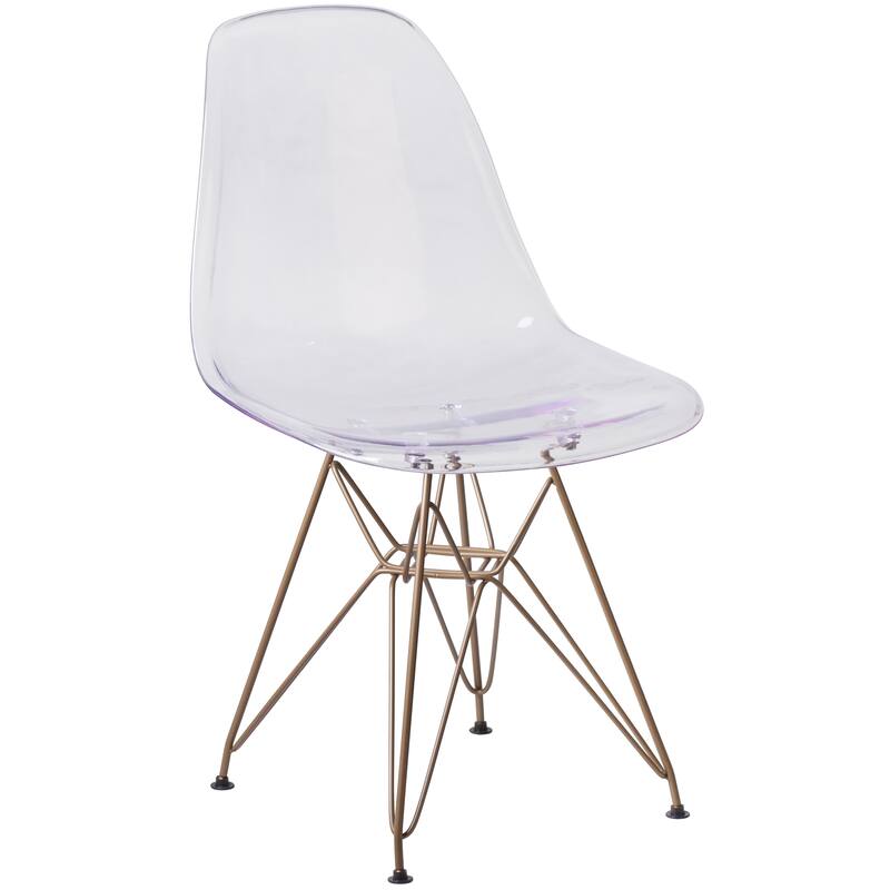 Chair with Gold Metal Base - Hospitality Seating - Accent and Side Chair - Clear