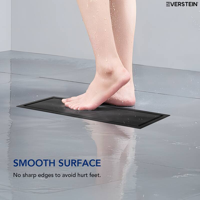 12-inch Linear Shower Drain With Solid Cover in Stainless Steel