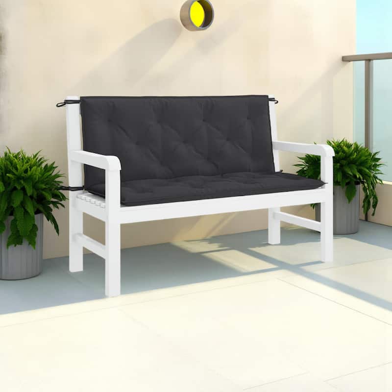 Claire Outdoor Cushion for Bench, 47 Inch, Black Tufted Oxford Fabric