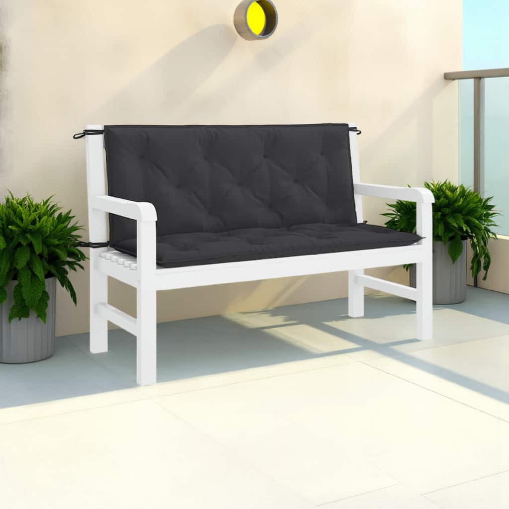 Claire Outdoor Cushion for Bench, 47 Inch, Black Tufted Oxford Fabric